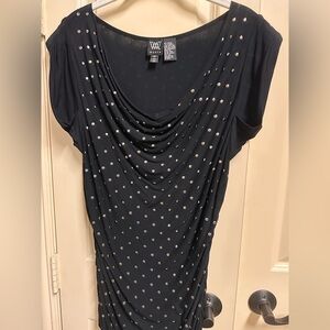 W by WORTH rouched blouse Medium with gunmetal flat studs